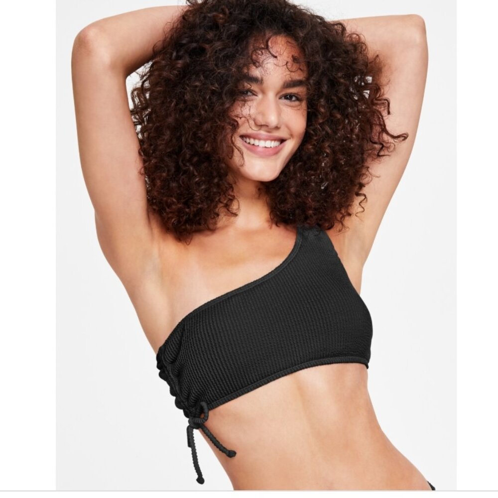 Salt + Cove Juniors' One-Shoulder Side-Shirred Bikini Top,